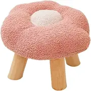Small Foot Stool Sofa Footstool Multipurpose Comfortable Flower Shape Cartoon Ottoman Under Desk for Bedroom Playroom Bedside Porch Entryway, Pink
