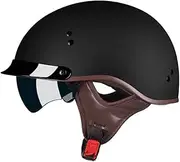 Motorcycle Half Helmet Open Face Helmet Motorcycle Racing Helmet Half Shell Helmet with Built-in Visor Unisex DOT/ECE Approved for Street Racing Cruiser Scooter Moped