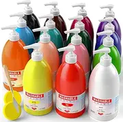 Smallbudi 15 Colors Large Washable Paint Set(33.8 oz, 1000ml),Bulk Paint Supplies Non Toxic Tempera Paint for Kids Toddlers, Poster & Finger Paint for Art DIY Craft Classroom School Home - with Pump