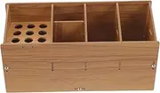 Healeved Wooden Haircut Tool Organizer Compact Desktop Shear Holder Stylish Hairdressing Storage Box for Combs Scissors Durable Barber Tools Organizer for Salon Home Use