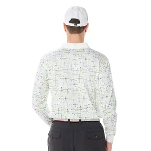 【Lynx Golf】男款純棉雙絲光羅紋領繽紛山貓星球花色胸袋款長袖POLO衫(二色)