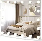 Giantex Vanity Mirror with Lights, 65cm Large Makeup Mirror with 18 Dimmable LED Bulbs, 3 Color Lighting Modes & 4 Adjustable Brightness, Hollywood Lighted Mirror, Tabletop & Wall-Mounted
