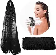 Kaiounni African Net Sponge, Real Black-Owned African Sponge, Authentic Exfoliator and Body Scrubber, Exfoliating Bath Wash Cloth for Back, Foot, and Scalp, Stretchable and Durable (Black)