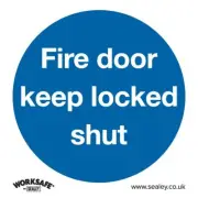 Sealey Mandatory Safety Sign - Fire Door Keep Locked Shut - Rigid Plastic - Pack