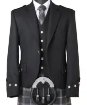 Wedding Wool Jacket Men's prince Charlie Scottish Kilt jacket with 5 button Vest
