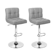 Artiss 2x Bar Stools Kitchen Dining Chairs Counter Stool Gas Lift Fabric Grey