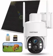 Security Camera Solar Powered 4G LTE Cellular No WiFi Motion Sensor, 360° Live