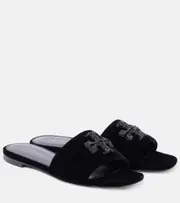 [Tory Burch] Tory Burch Eleanor velvet slides UK 4 black