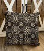 New Primitive Gettysburg BLACK LOVERS KNOT PILLOW Coverlet Accent 16"