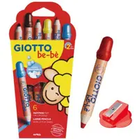 在飛比找蝦皮購物優惠-【義大利 GIOTTO】可洗式寶寶木質蠟筆(6色)內附削筆器
