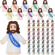 50 Pcs Little Jesus Figures, Mini Jesus Figurines in Bulk Easter Jesus Loves You Tiny Christ Toys to Hide and Seek Sunday School Religious Party Favors Baptism Gifts for Easter Egg Stuffers