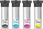 North America T10W1 T10W2 T10W3 T10W4 Color Inkjet Ink Bag Compatible for Workforce Pro WF-C5390 WF-C5890(1 Set 10W1-4)