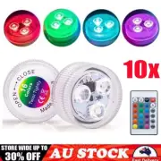 10XSubmersible Underwater RGB LED Candle Tea Light Remote Control Fish Tank Lamp