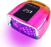 Bouzaak 96W Rechargeable Cordless UV LED Nail Lamp, Portable Nail Polish Curing Lamp with LCD Display Auto Sensor, 4 Timer Setting and Smart Sensor Nail Dryer (Gold)
