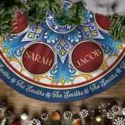 Personalized Snowflake Christmas Tree Skirt, Custom Family Names Tree Skirt