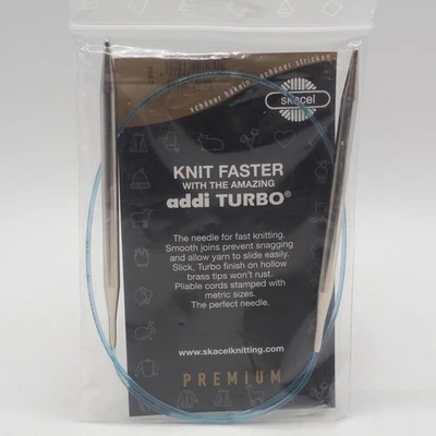 Addi Knitting Needle Circular Turbo Lace Tip Blue Cord 32" US 10-3/4