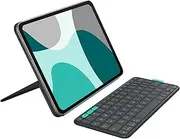 [Logitech] Flip Folio Keyboard Case for iPad Pro 11 Inch (M4) & iPad Air 11 Inch (M2 & M3)(5th Generation - 2024) - Protective and Packable Bluetooth Keyboard Case, Multi-Device - Graphite - QWERTY