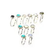 WHOLESALE 11PC 925 SOLID STERLING SILVER PINK ROSE QUARTZ MIX STONE RING LOT P95