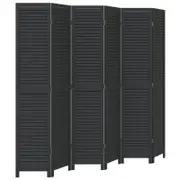 vidaXL Room Divider Privacy Screen Partition 6 Panels Black Paulownia