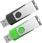[Aiibe] 128GB Flash Drive 3.0 2 Pack 128GB USB Flash Drive Thumb Drive Zip Drive USB 3.0 Memory Stick USB Drive with Keychain (128G, 2 Colors: Black Green)