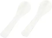 Amosfun 2pcs Spoon Caviar Chiller Server Makeup Mini Scoops Hot Pot Tool Kitchen Stir Tableware Fruit Eye Cream Applicator Kitchen Gadgets Beige Shell