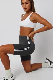 Grey Bike Shorts Seamless Side Stripe - Size S, Women's Bottom