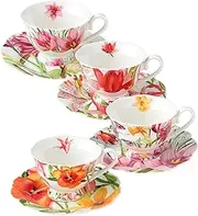 Eileen's Reserve New Bone China Teacup and Saucer Sets 7 oz Multicolor