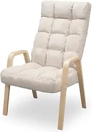 Iris Ohyama Wood Armchair, Large Size Recliner, Back 6 Levels, Head 14 Levels, Foldable, Width 22.8 x Depth 25.2-34.6 x Height 36.2-39.8 inches (91.5-101 cm), Beige WAC-L
