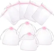 HOOTNEE 100pcs Drawstring Mesh present Bags for Jewelry Candy Treats for Weddings Parties Showers and Special Events Favor Pouches