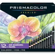 NEW 12x Prismacolor Premier Double Sided Pastel Art Markers Brush Chisel Tip