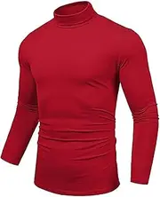 [Maavoki] Men's Long-Sleeved Shirts Turtleneck Regular Fit Turtleneck Pullover Basic Stretchy Casual Tops Sweatshirt