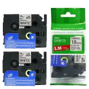 2/Pack 18mm Black on White Tape for P-touch Model PT1950, PT-1950 Label Maker