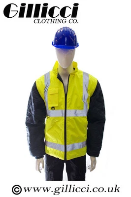 WORKWEAR HI HIGH VIS VIZ VISIBILITY WATERPROOF 3 IN 1 JACKET BODYWARMER COAT