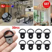 30PCS Universal Heavy Duty D-Ring Tie Down Stainless Steel Anchor Point Black