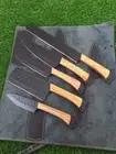 Custom handmade steelless steel kitchen knife set chef knife sharp edge w/rollin