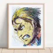 Erwin Smith Ballpoint Pen Print, Attack on Titan Art Poster