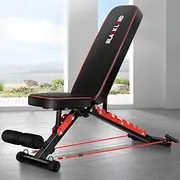 BLACK LORD Black Foldable Bench with Resistance Bands, Adjustable FID Weight Bench Press Flat Incline Decline, Max 330kg, Home Gym Fitness Equipment for Training Weight Lifting