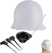 Babbblisio 6 Pcs Silicone Highlight Cap Kit Highlight Caps with Coloring Hair Hook Hair Dye Cap Kit highlight cap and hook kit with Hair Coloring Brushes and Needle highlighting cap highlighting kit