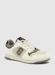 GUESS Beige Tacklet Low-Top Sneakers Size: 10