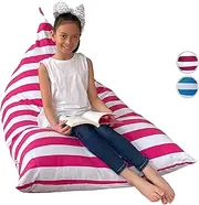 À Mes Petits Kids Bean Bag Cover, Soft Toy Storage, Extra Large Bean Bag Chair - Fill w/ 200L to 300L Bean Bag Filling, Stuffed Toy Storage Organiser (Triangle Pink & White)