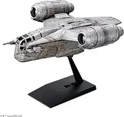 Revell (Bandai Original 01213 Star Wars: The Mandalorian Razor Crest™ (in-Flight) 1:144 Scale Unbuilt/Pre-Coloured/Clip-Together (Non-Glue) Plastic Model Kit with Display Stand, Grey