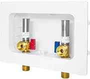 EFIELD Premium Washing Machine Outlet Box with Center Drain, 1/2 inch x 3/4 inch MHT Connection MIP, White (Stainless Steel Hammer Arrestor)
