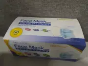 50 Disposable Blue/White 3-layer masks
