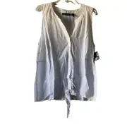 INC International Concepts Tops White Women Sleeveless Button Front Size 0X