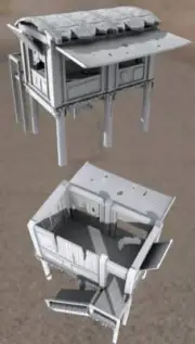Stilted Shack - Oasis in the Sea of Dirt - Atom Punk - Starfinder - Cyberpunk -