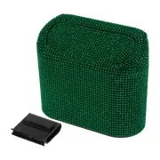 Car Trash Can Rhinestones Hanging Car Door ABS Trash Bin Green Black 1 Pcs