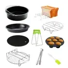 10Pcs Air Fryer Accessory Kit Frying Baking Pan Rack Pizza Tray Pot Metal D9R7