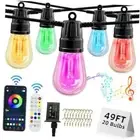 Outdoor String Lights, RGB Warm White Patio Lights 49ft 20 LED Bulbs, RGB Color