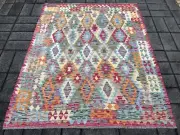 Hand Woven Afghan Wool Kilim, Size: 225 X 190 cm, Flat Woven Handmade Floor Rug