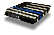 Skin for PS4 Slim Cracked Blue Line USA American Flag Playstation 4 Console